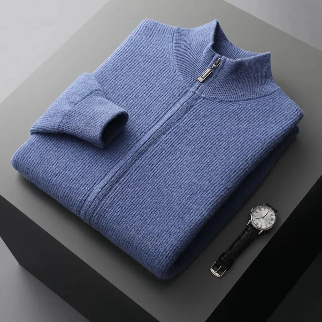 Merino Full-Zip Sweater for Men Blue