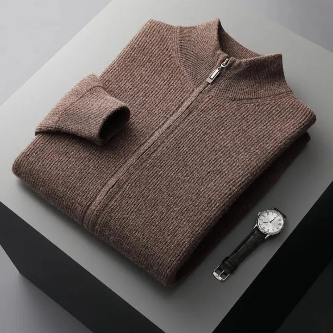 Merino Full-Zip Sweater for Men Coffee