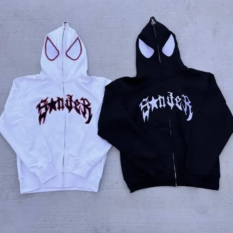 Spider Print Hoodie Unisex Gothic Streetwear Pullover