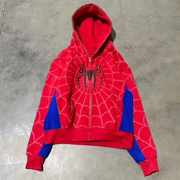 Spider Print Hoodie - Y2K Hip Hop Streetwear-MODAUTLET