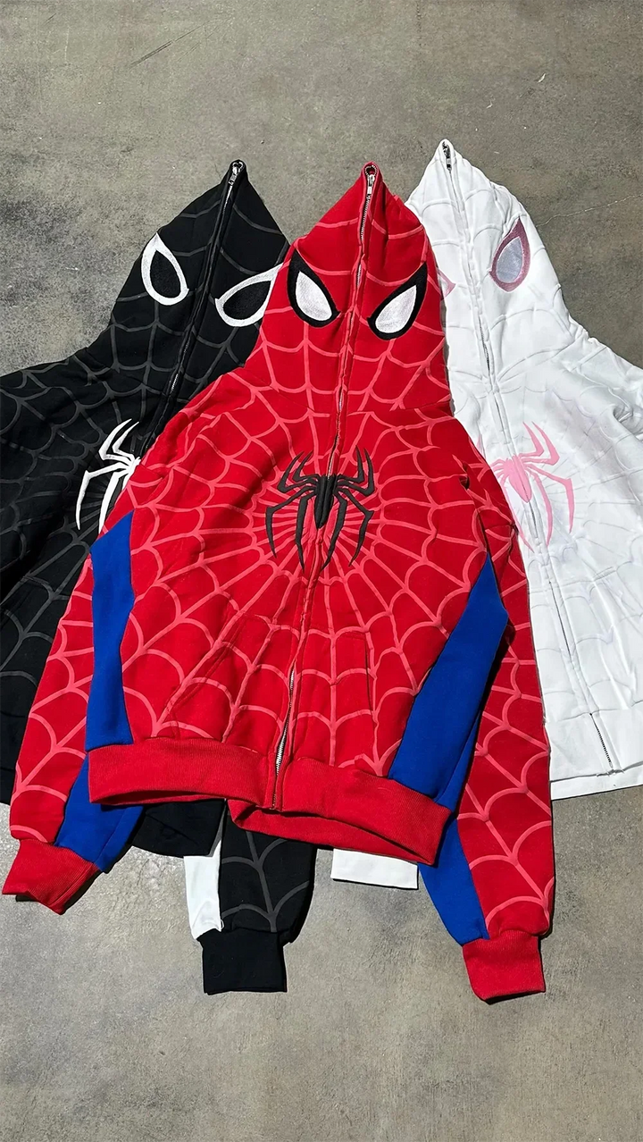 Spider Print Hoodie - Y2K Hip Hop Streetwear-MODAUTLET