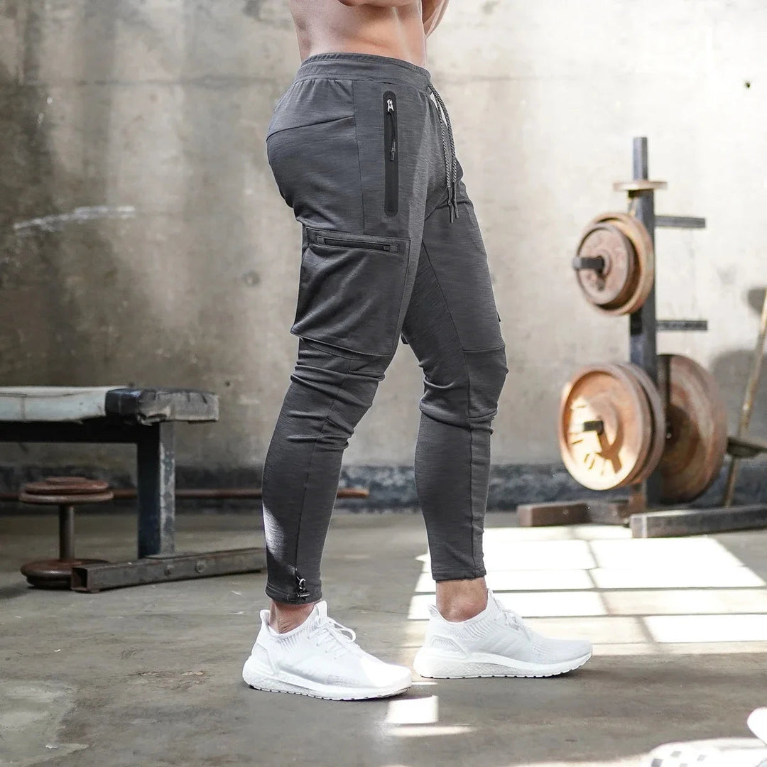 Pantalon de jogging sportif ajusté pour homme avec poches zippées