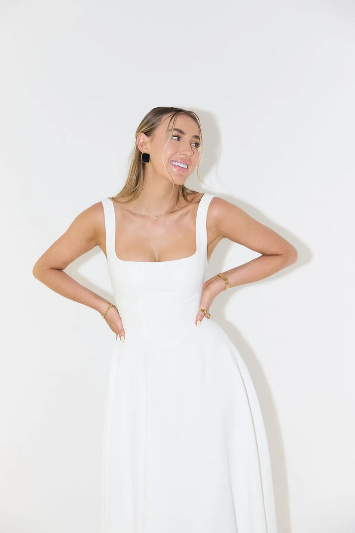 Women's Square Neck Midi Dress – Effortless Summer Style-MODAUTLET