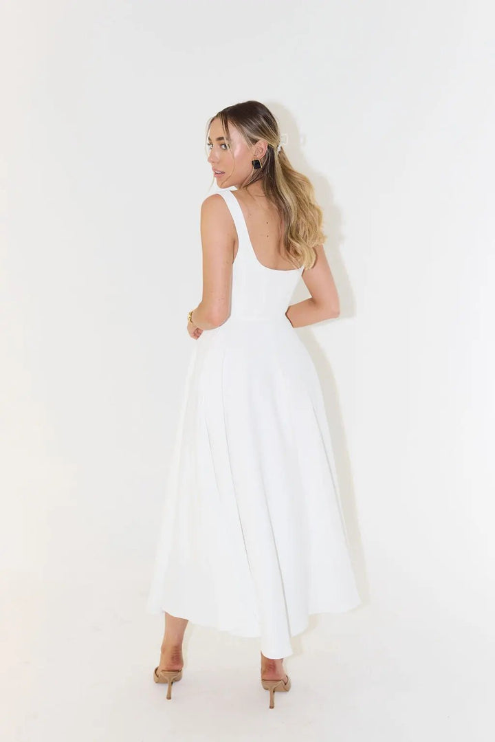 Women's Square Neck Midi Dress – Effortless Summer Style-MODAUTLET