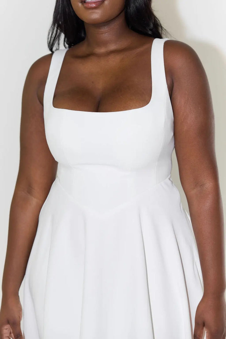 Women's Square Neck Midi Dress – Effortless Summer Style-MODAUTLET