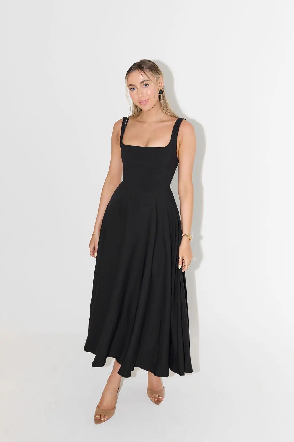 Women's Square Neck Midi Dress – Effortless Summer Style-MODAUTLET