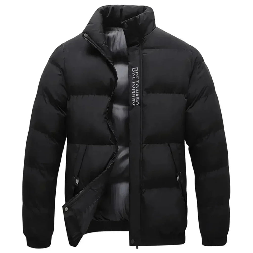 Stand-Collar Puffer Jacket Black