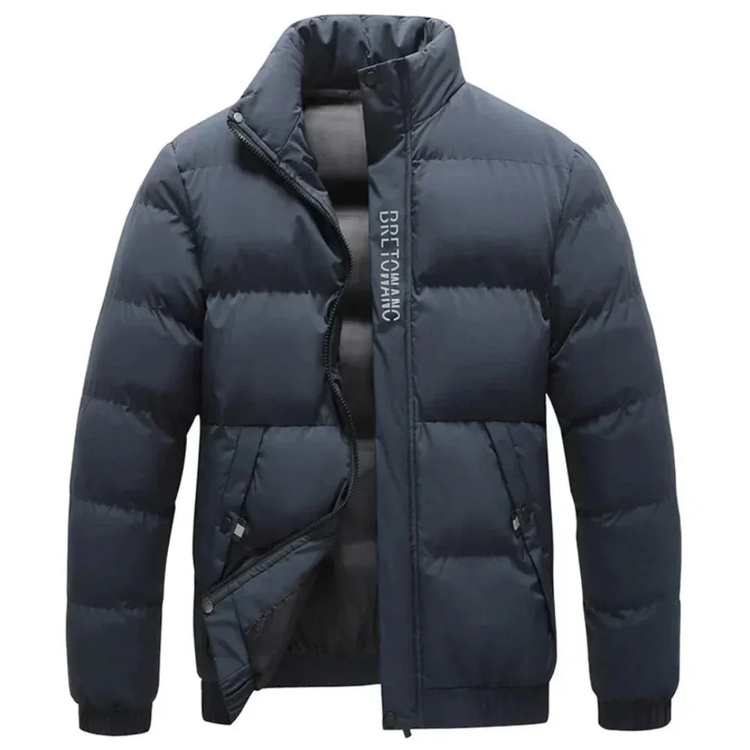 Stand-Collar Puffer Jacket Navy