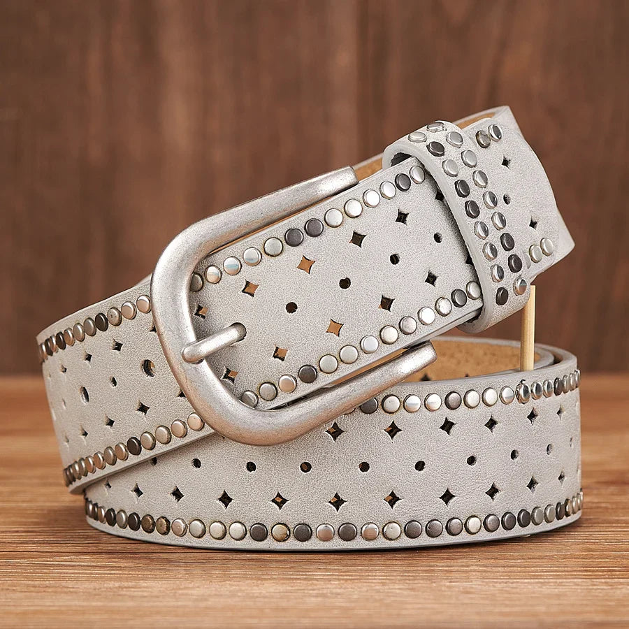Star-Studded Fashion Belt Gray