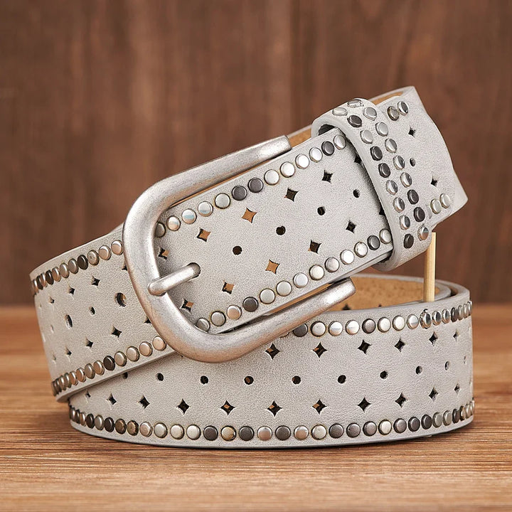 Star-Studded Fashion Belt Gray