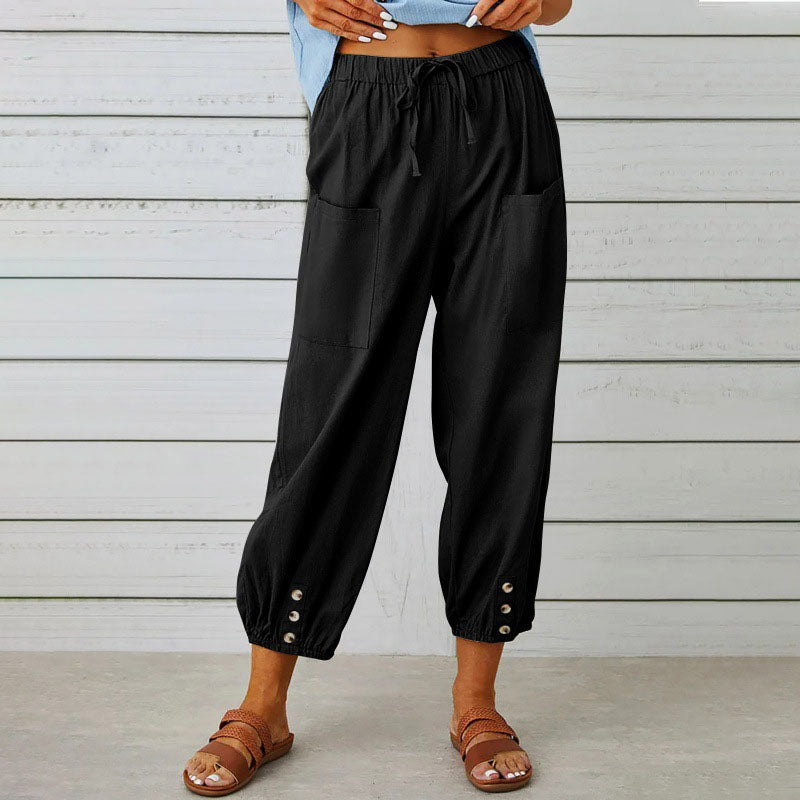 Stephanie | Women's Relaxed Cropped Pants with Patch Pockets-MODAUTLET