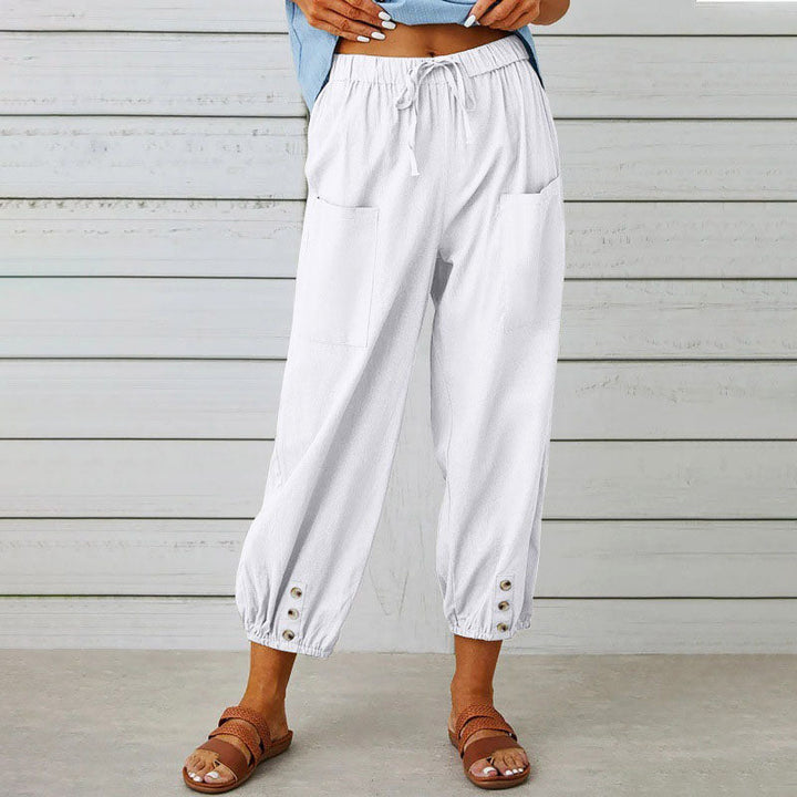 Stephanie | Women's Relaxed Cropped Pants with Patch Pockets-MODAUTLET