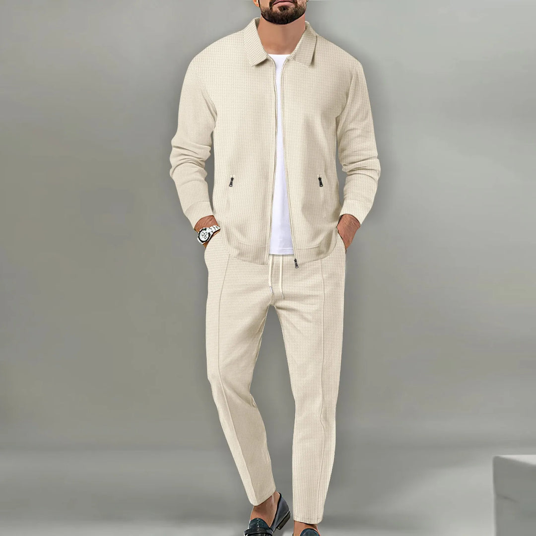 Stephen | Soft Waffle Casual Outerwear Set Khaki