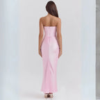 Women's Elegant Strapless Maxi Corset Dress - Flowing Design