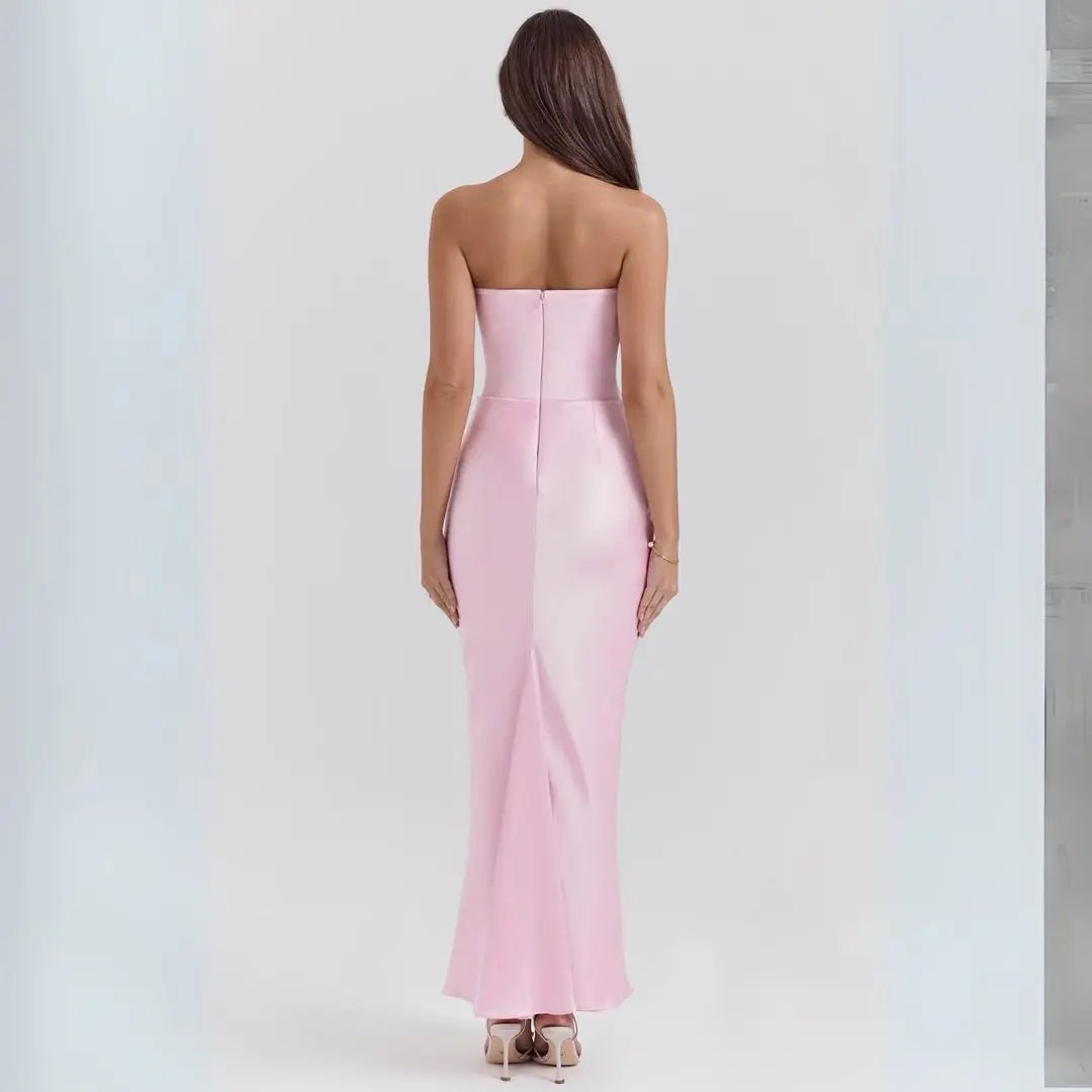 Women's Elegant Strapless Maxi Corset Dress - Flowing Design