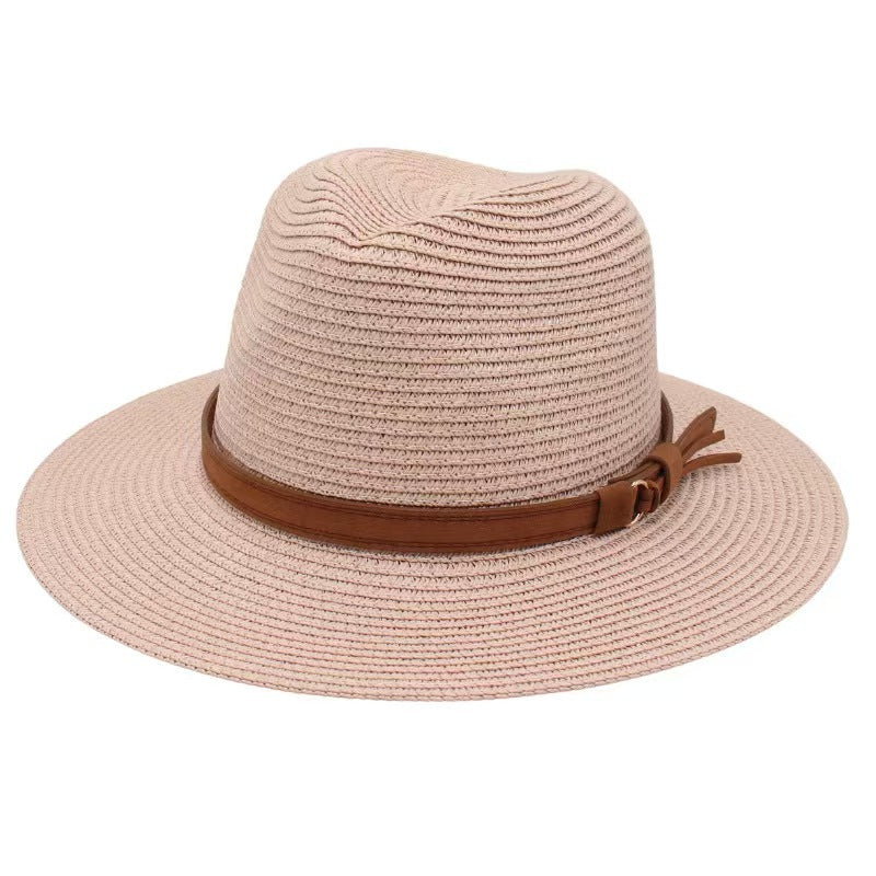 Straw-woven Breathable Casual Straw Hat Light Pink M