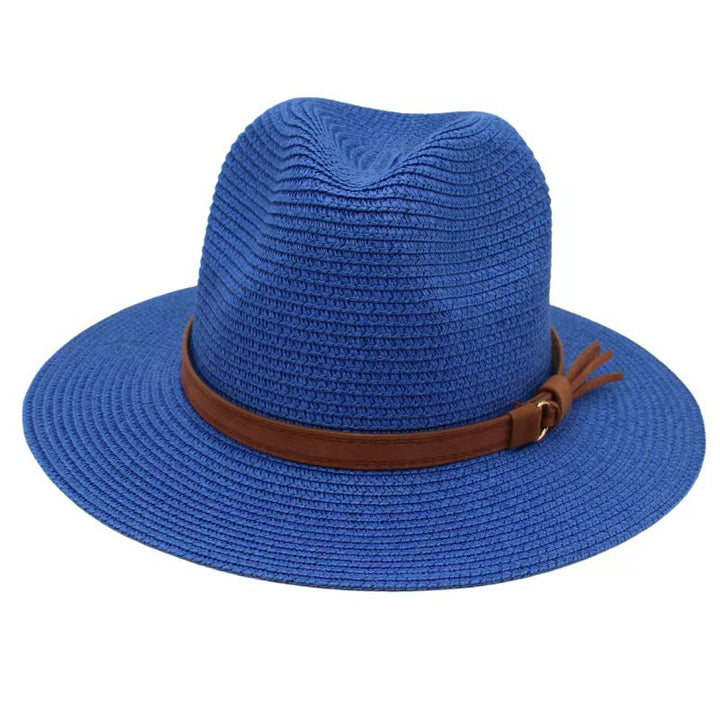 Straw-woven Breathable Casual Straw Hat Sapphire Blue M