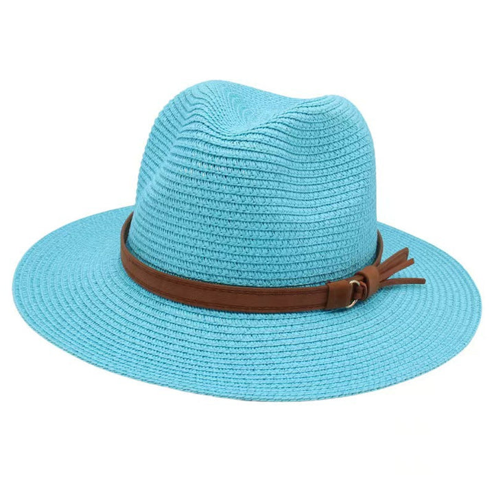 Straw-woven Breathable Casual Straw Hat Lake Blue M