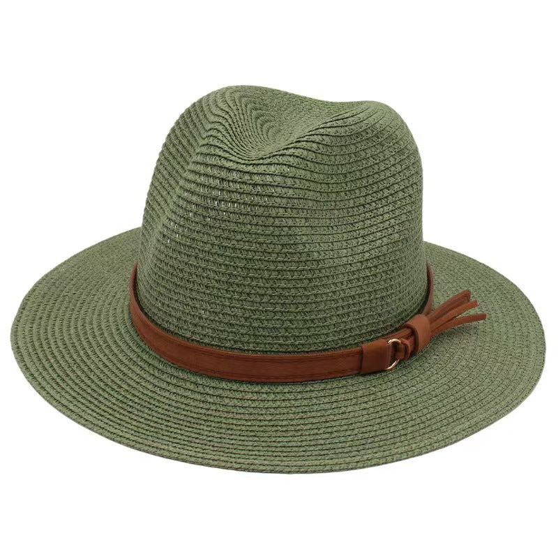 Straw-woven Breathable Casual Straw Hat Olive Green M