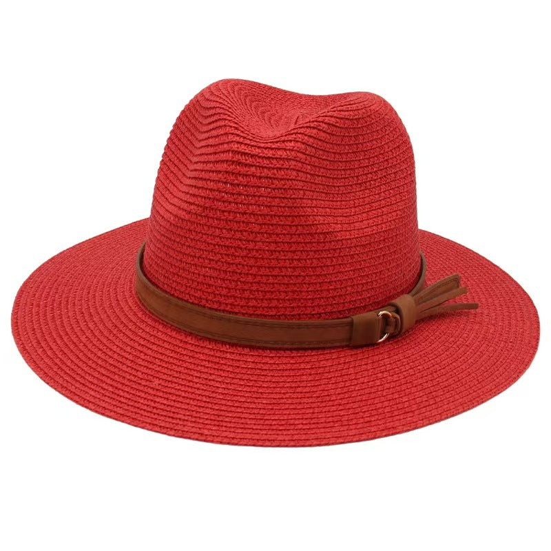 Straw-woven Breathable Casual Straw Hat Red M