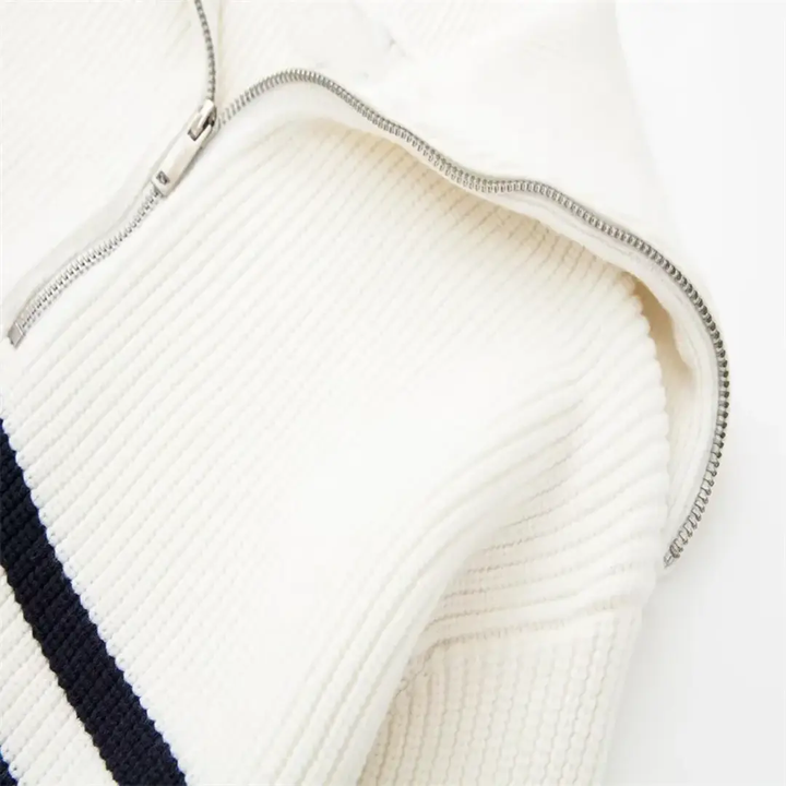 Striped Nordic Zip-Up Sweater