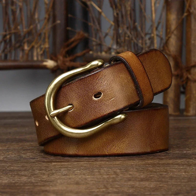 Stylish Cowhide Ranger Belt Khaki
