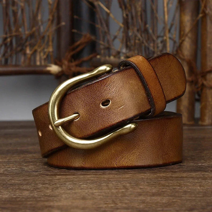 Stylish Cowhide Ranger Belt Khaki