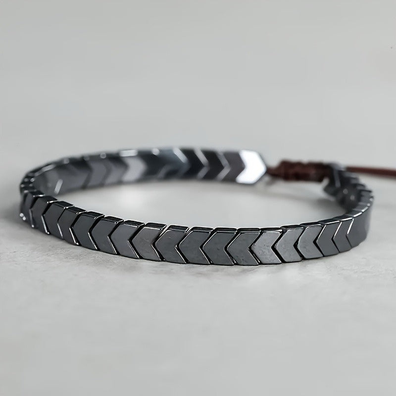 Stylish Hematite Arrowline Bracelet Black
