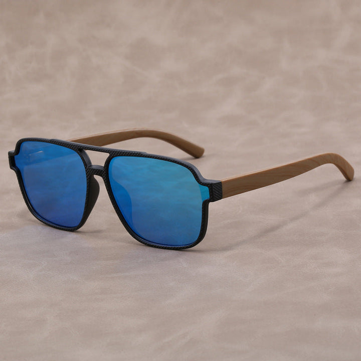 Stylish Oak Wood Sunglasses Blue