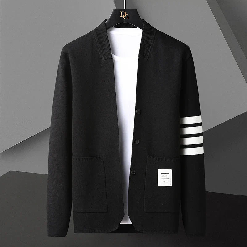 Stylish Varsity Cardigan with Unique Details for Casual Wear Black