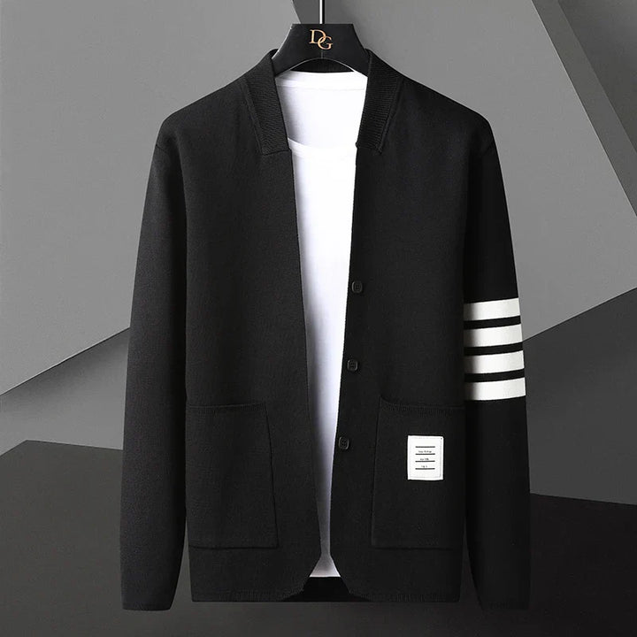 Stylish Varsity Cardigan with Unique Details for Casual Wear Black