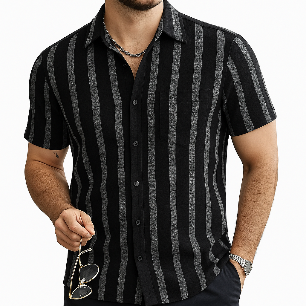 Men's Striped Linen Shirt - Castello Style