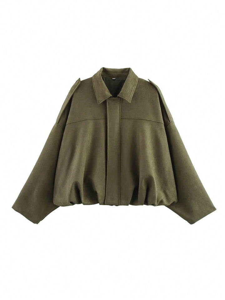 Suede Textured Pilot Jacket for Stylish Comfort Green
