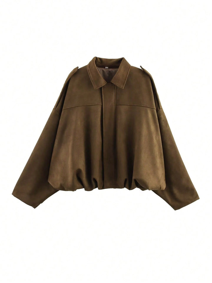 Suede Textured Pilot Jacket for Stylish Comfort Brown