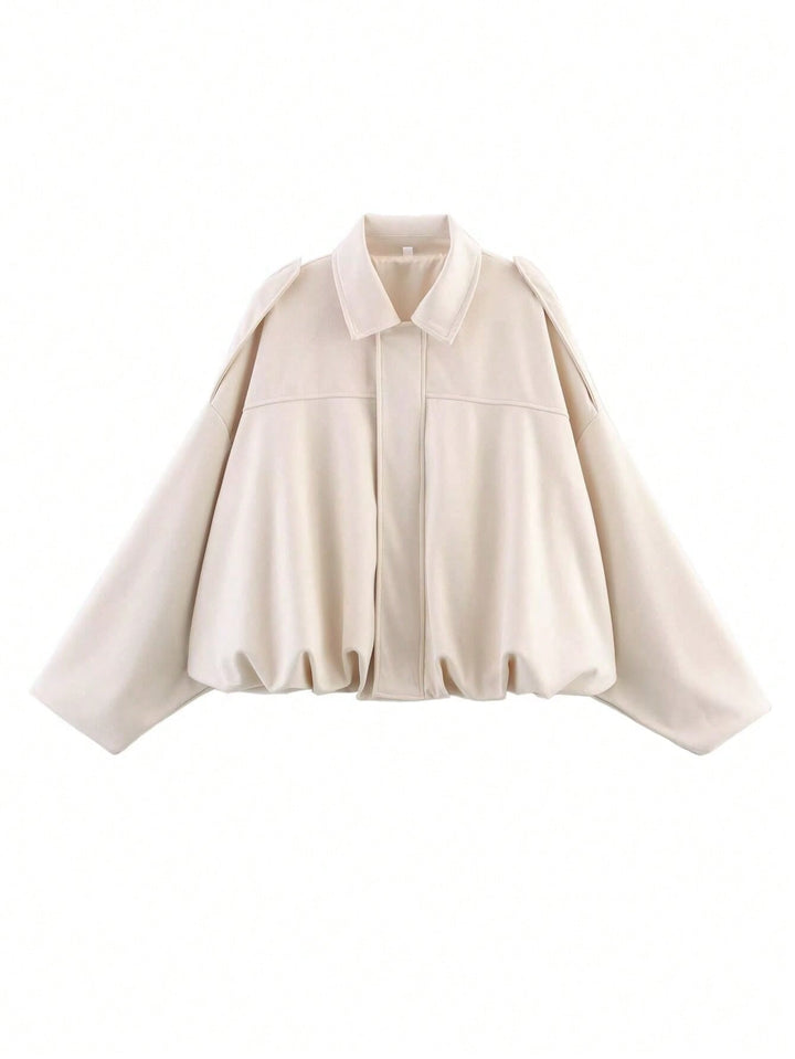 Suede Textured Pilot Jacket for Stylish Comfort Off-White