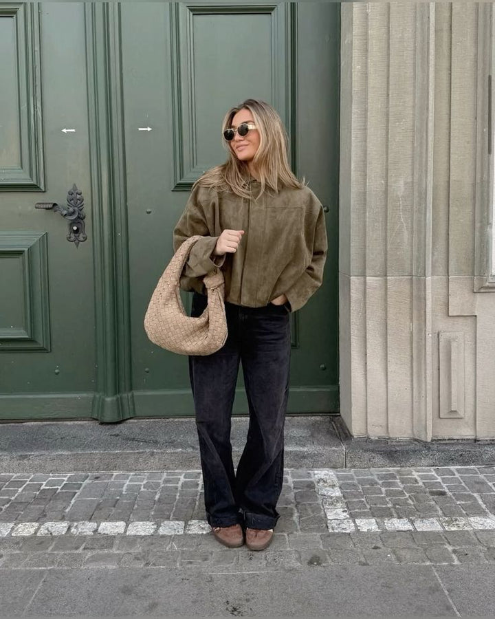 Suede Textured Pilot Jacket for Stylish Comfort