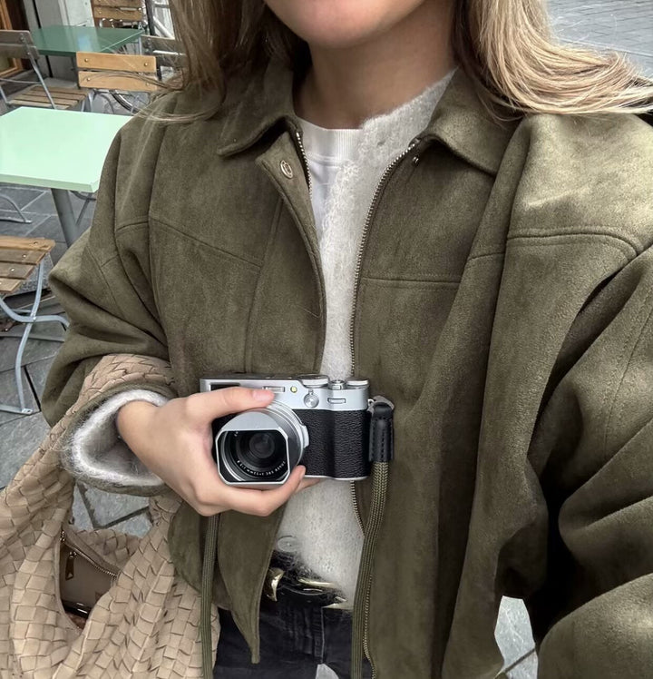 Suede Textured Pilot Jacket for Stylish Comfort