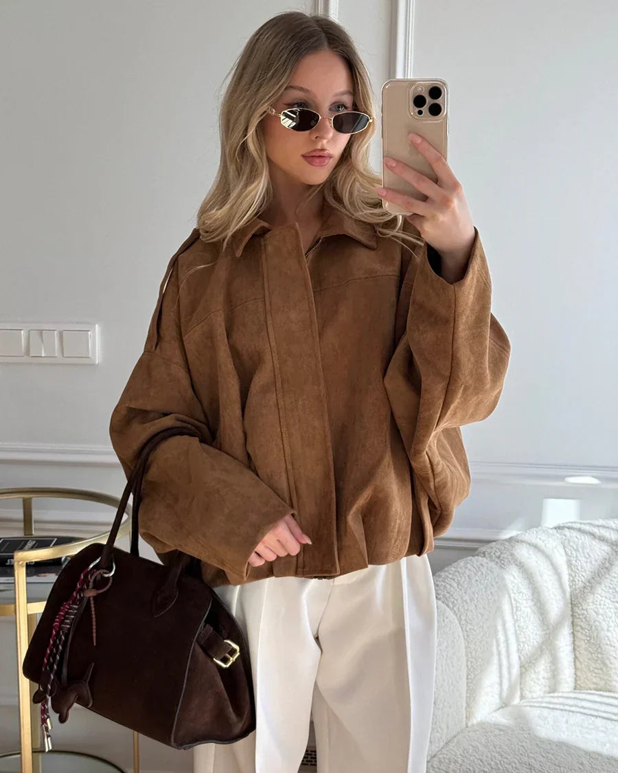 Suede Textured Pilot Jacket for Stylish Comfort