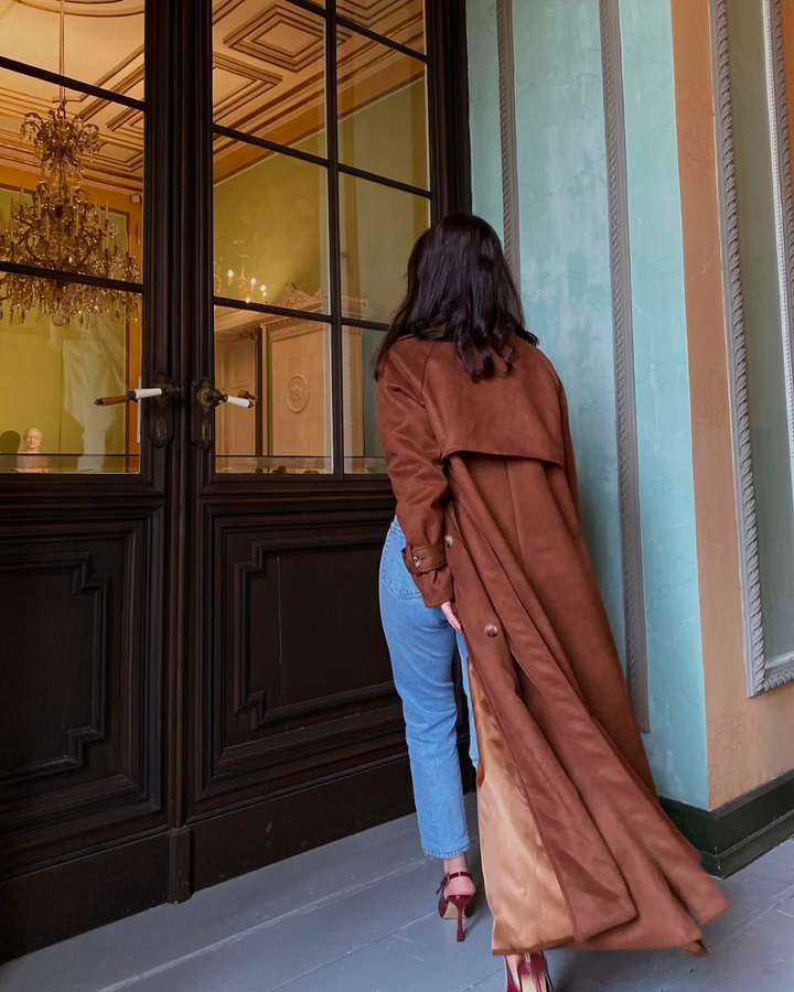 Suede Trench Coat for Stylish Elegance
