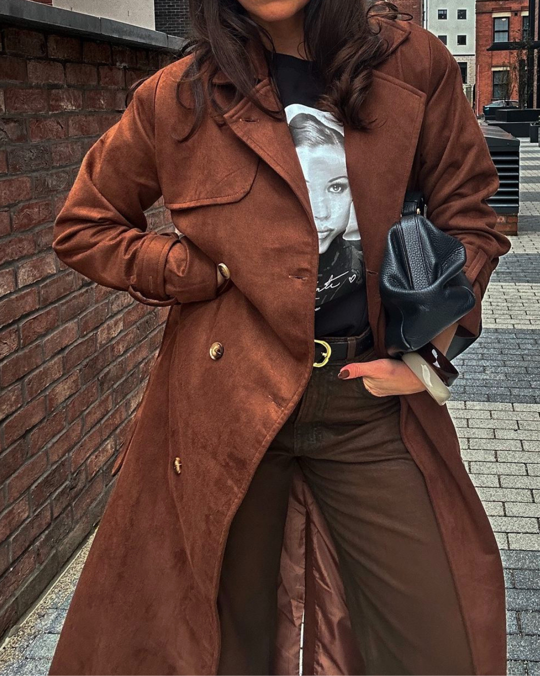 Suede Trench Coat for Stylish Elegance