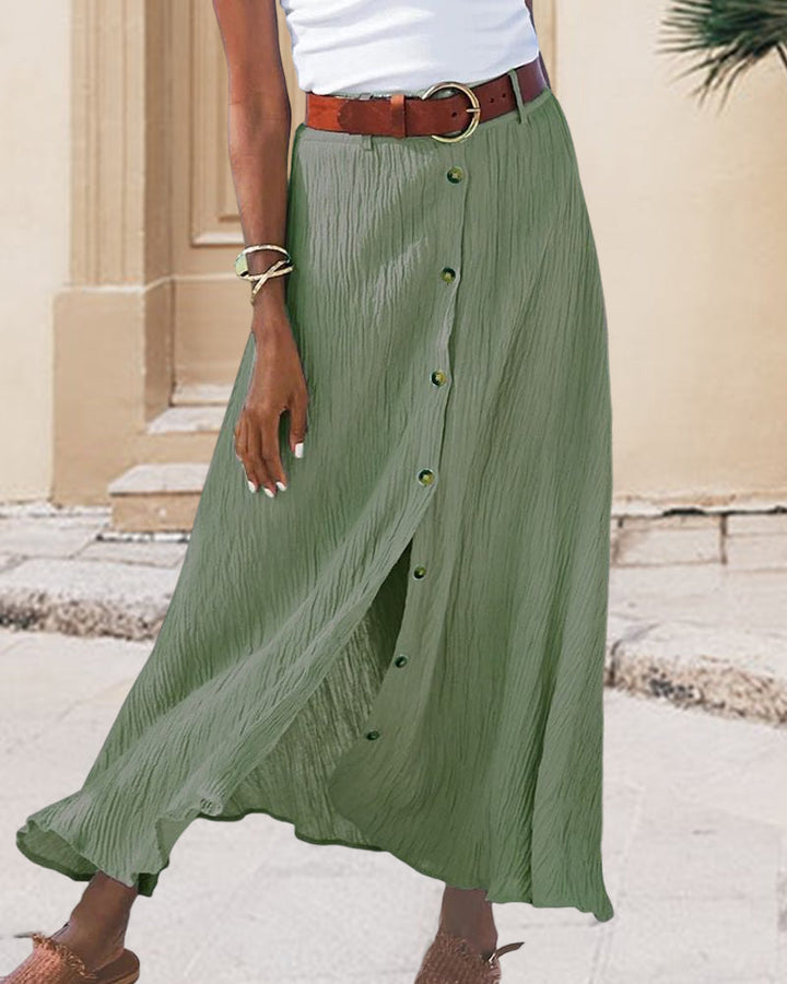 Women's Flowy Buttoned Maxi Skirt | Casual Chic Style-MODAUTLET