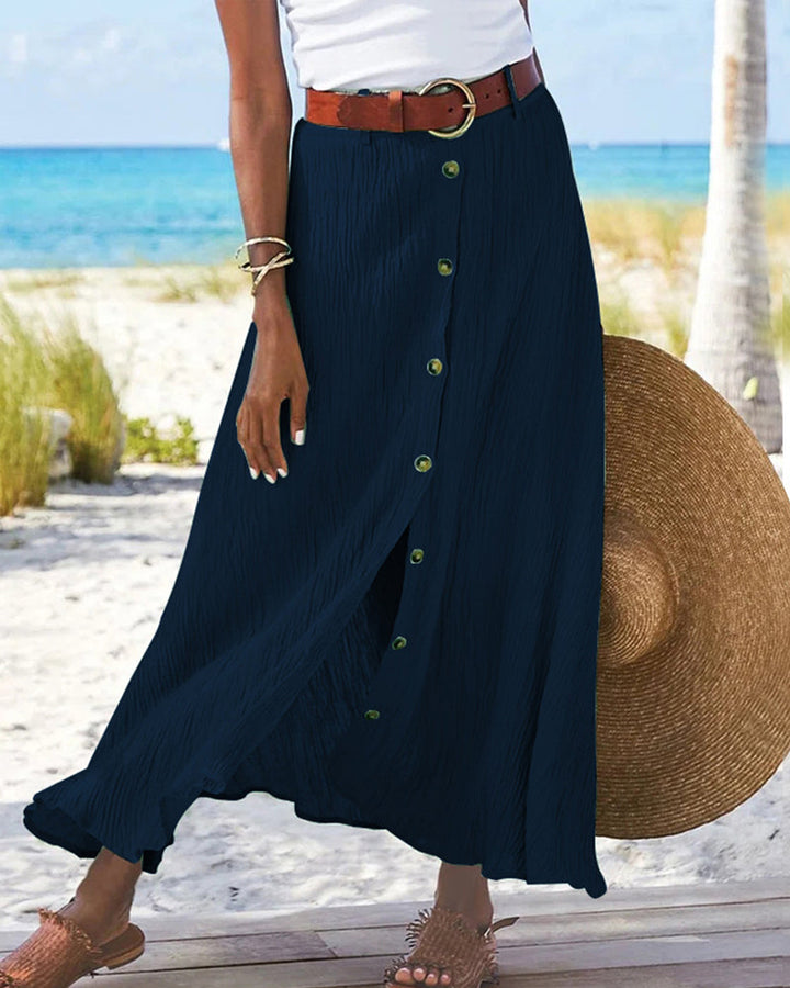 Women's Flowy Buttoned Maxi Skirt | Casual Chic Style-MODAUTLET