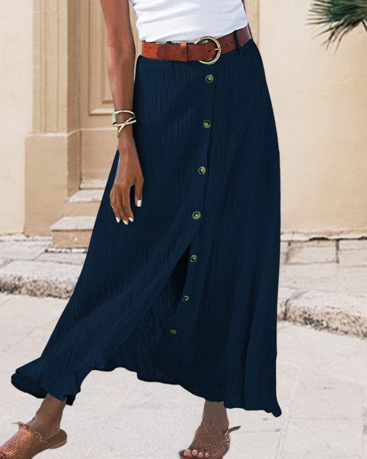 Women's Flowy Buttoned Maxi Skirt | Casual Chic Style-MODAUTLET