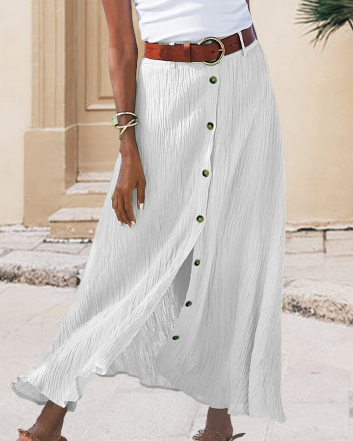 Women's Flowy Buttoned Maxi Skirt | Casual Chic Style-MODAUTLET