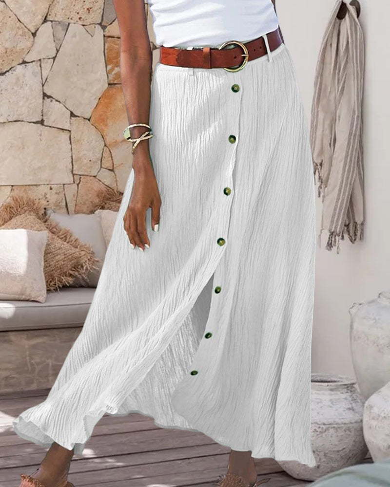 Women's Flowy Buttoned Maxi Skirt | Casual Chic Style-MODAUTLET