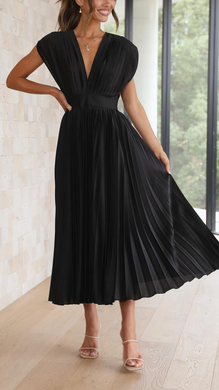 Women's Elegant Pleated Maxi Dress-MODAUTLET