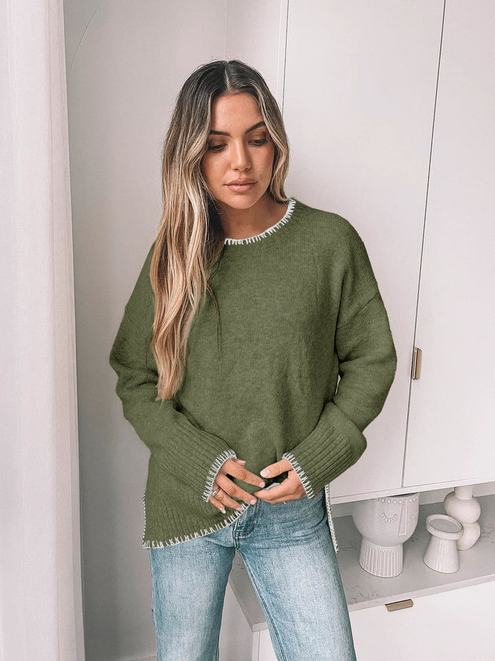 Women's Contrast Trimmed Knit Sweater