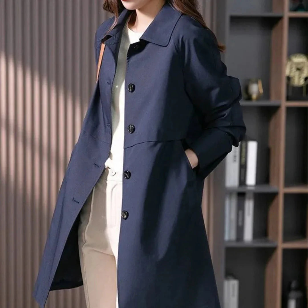 Tailored Button-Front Trench Coat