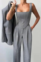 Women's Elegant Three-Piece Tailored Pant Suit Set