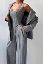 Women's Elegant Three-Piece Tailored Pant Suit Set
